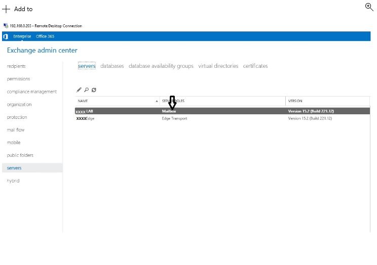 Screenshot of updating key on Mailbox server, part 1